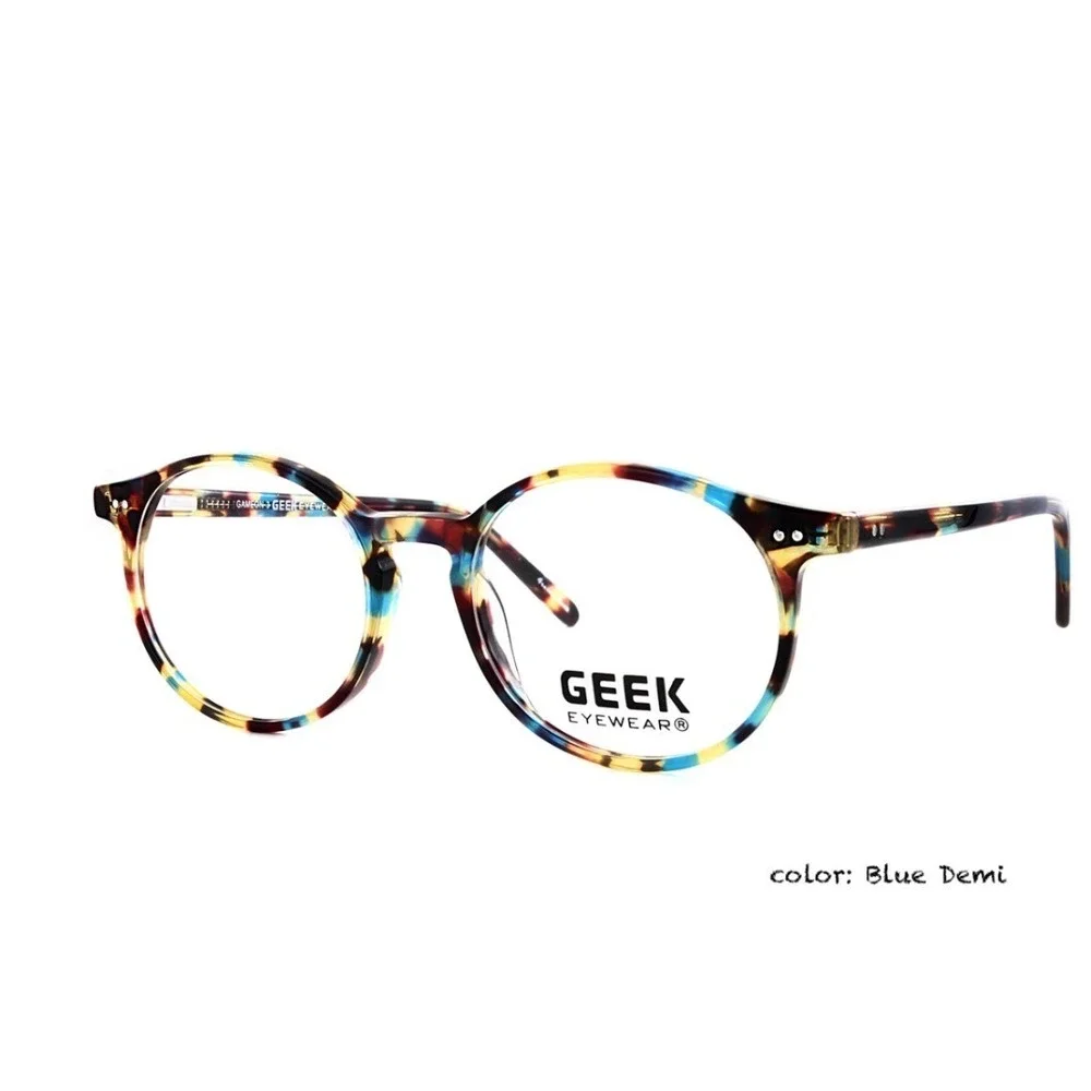 Geek Eyewear Game On 3‎ Round Blue Demi Tortoise Shell Eyeglass Frames 48-18-140